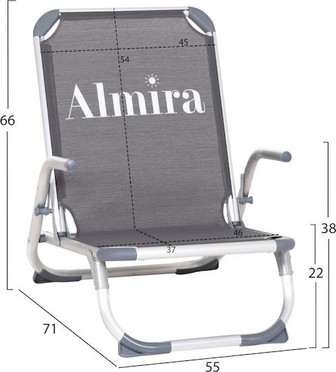 HomeMarkt Aluminium Beach Chair High Back Gray