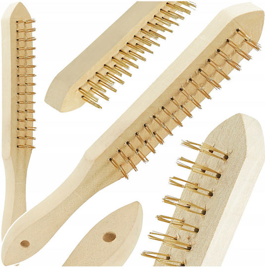 Verke Stahlbürste 2 Reihen Holzgriff