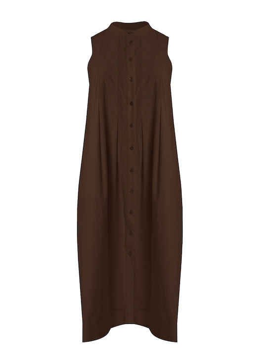 Rochii De Vară Pentru Femei Midi Rochie-Cămașă Maro