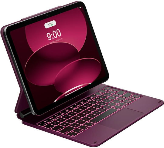 Typecase Edge Флип Капак с Клавиатура на Английски Език САЩ Бордо (Ipad 11" (a16) 2025 / Ipad 10.9" 2022)