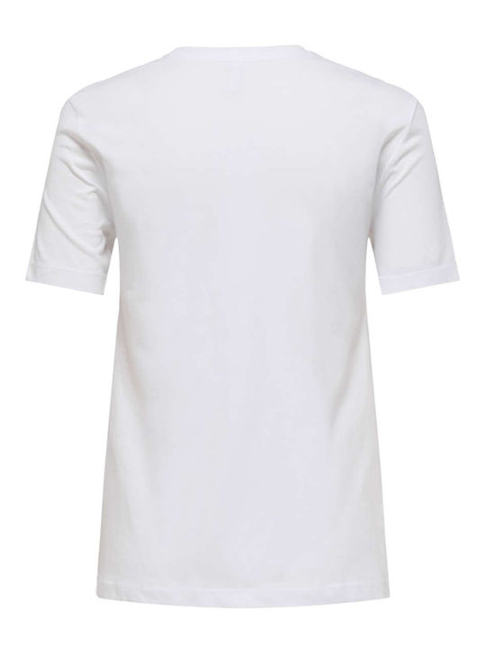 Only Women's T-shirt Yellow-White