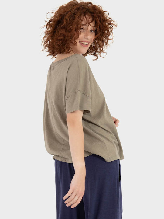 Bluza Damă Oversized Tricou Taupe