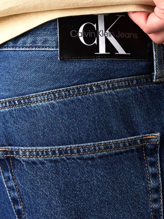 Ανδρικό Παντελόνι Τζιν με Relaxed Straight Εφαρμογή Denim Dark
