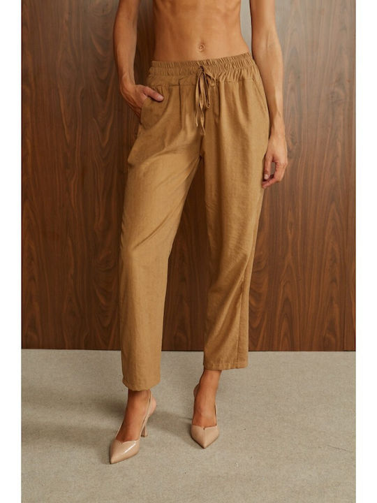 Women's Fabric Trousers Terracotta