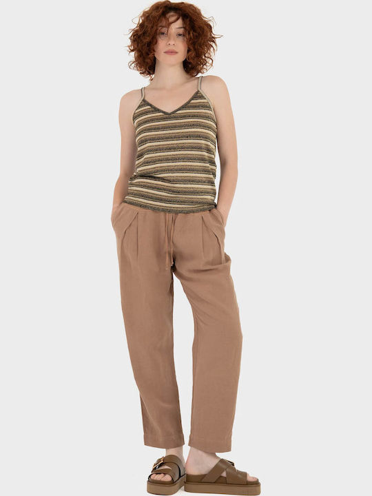 Γυναικείο Σατέν Παντελόνι Light Brown