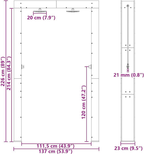 vidaXL Pool Shower 226x137x23 cm Brown