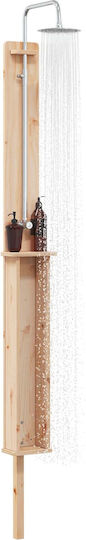 vidaXL Pool Shower from Natural Wood 246x24x19cm Brown
