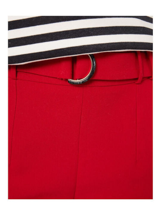 Damen Hochbund Stoffhose Rot