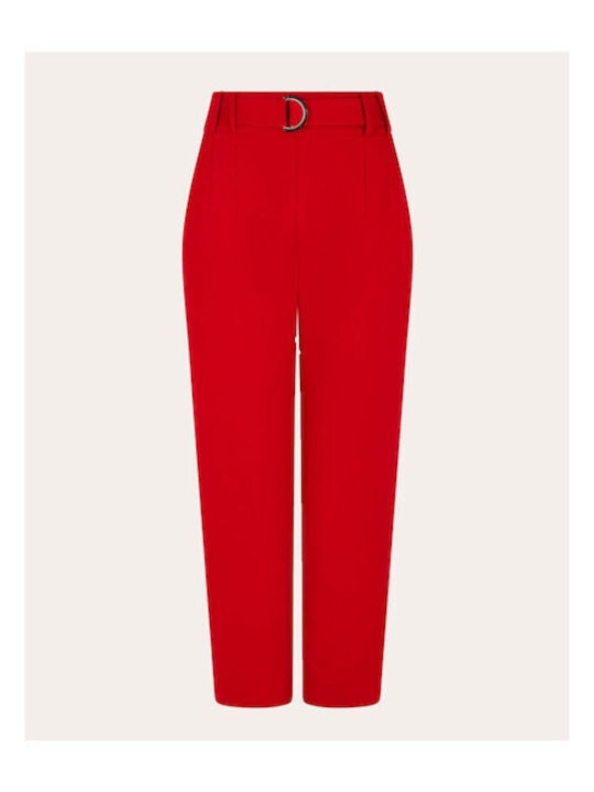 Damen Hochbund Stoffhose Rot