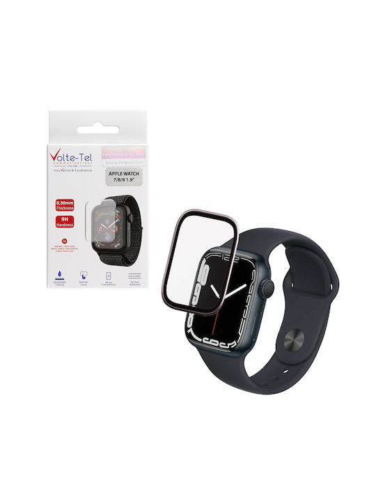 Volte-tel Tempered Glass Apple Watch 7 8 9 45mm 3d Curved Aluminium 1.9'' 0.30mm Full Cover & Installation Tool Starlight 5205308417030