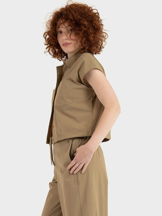 Save The Duck Short Sleeve Women's Shirt Beige