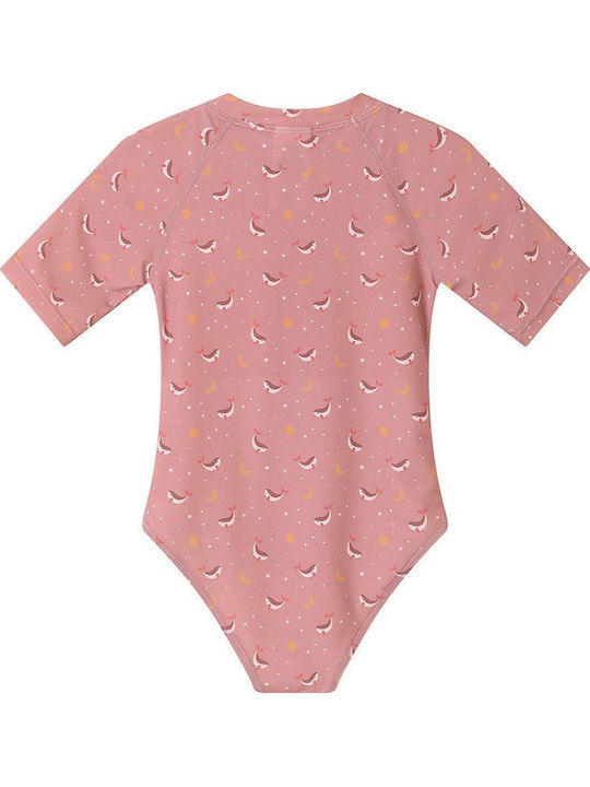 Tutete Kids One-Piece Swimwear With Long Sleeve Pink Whale