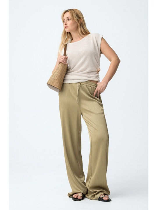 Women's Pantaloons with Rubber Band in Relaxed Fit Green