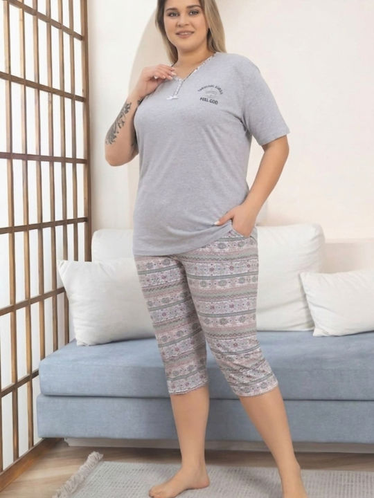 Asel Sommerliches Damen-Schlafanzug-Set Grau