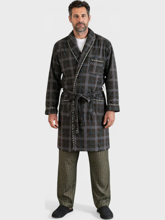 Ανδρική Ρόμπα Λαδί Καρό Collection Fleece Cl103-1-λαδί Ανδρική Ρόμπα Λαδί Καρό Collection Fleece Cl103-1-λαδί