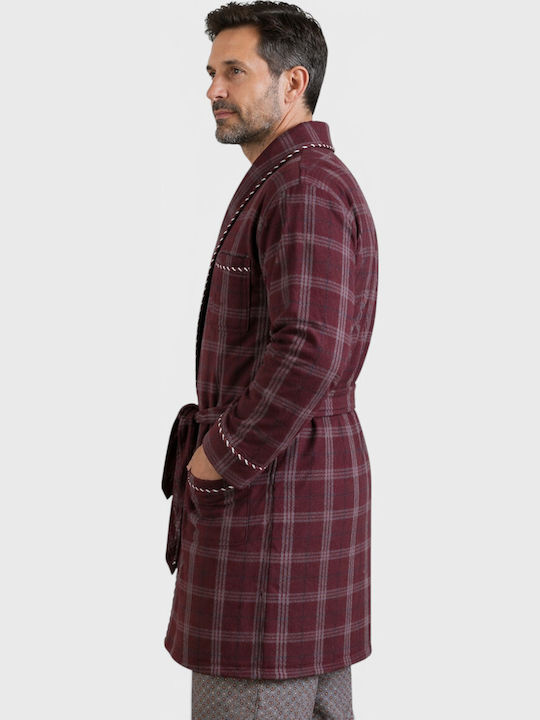 Ανδρική Ρόμπα Μπορντό Καρό Collection Fleece Cl103-3-μπορντώ Ανδρική Ρόμπα Μπορντό Καρό Collection Fleece Cl103-3-μπορντώ