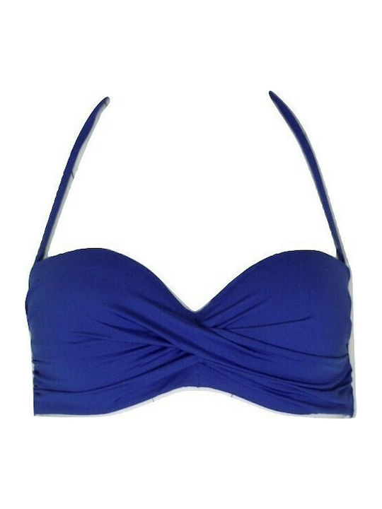 Strapless Bikini Top D Cup Μπλε Ρουά