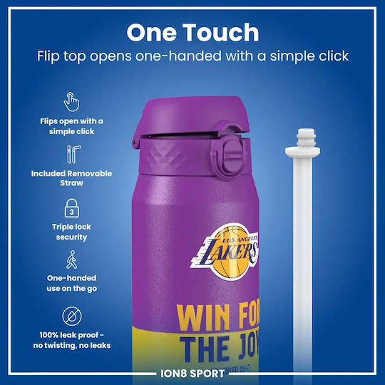 Ion8 Recyclable Stainless Steel Thermos Bottle BPA Free 750ml Nba La Lakers with Straw