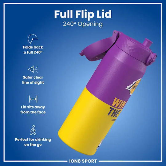 Ion8 Recyclable Stainless Steel Thermos Bottle BPA Free 750ml Nba La Lakers with Straw