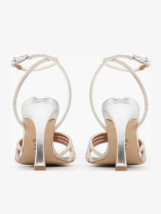 Damen Sandalen mit Strass Silber