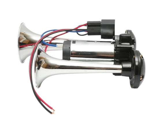Claxon Electric Cu 2 Cornuri Compresor Zola 12v 150 Db Universal Crom Accesorii Montare Metalice