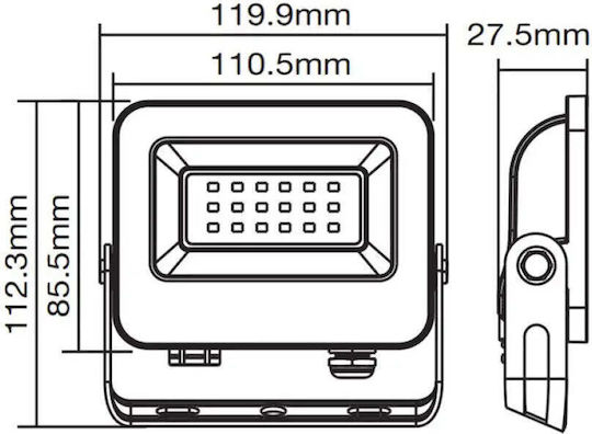 Vito Στεγανός Προβολέας LED 20W Φυσικό Λευκό 4000K IP65