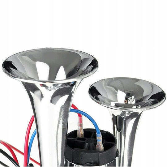 Claxon Electric Cu 2 Cornuri Compresor Zola 12v 150 Db Universal Crom Accesorii Montare Metalice