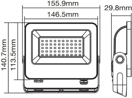 Vito Στεγανός Προβολέας LED 30W Ψυχρό Λευκό 6000K IP65