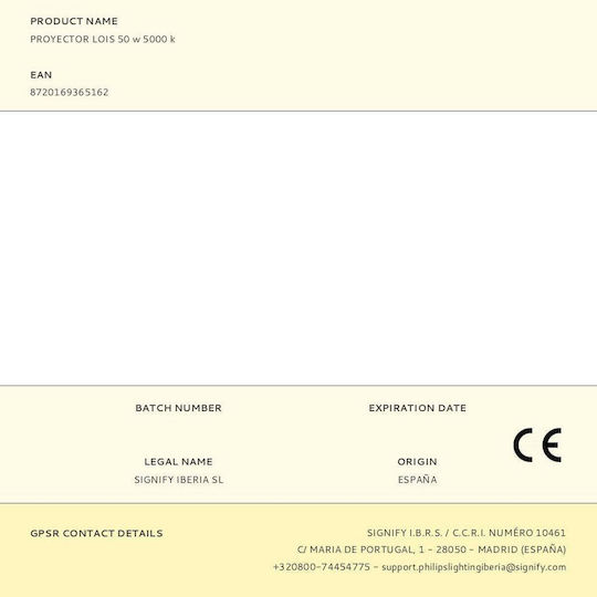 Philips Στεγανός Προβολέας LED 50W Ψυχρό Λευκό 5000K IP65
