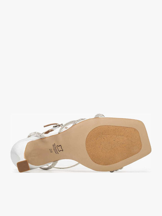 Damen Sandalen Aus Leder Weiß