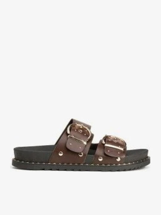 Tiffosi Leather Women's Flat Sandals Brown