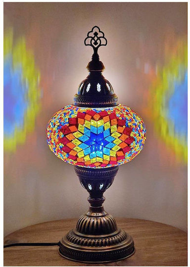Πορτατίφ Μεταλλικό Πολύχρωμο Γυαλί Boho Oriental Moroccan Style Μαροκινό Στυλoriental Pr-a Πορτατιφ Βιτρω Ορθιο Bronze-πολυχρωμο Γυαλι Ε/14