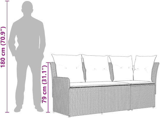 Outdoor Living Room Set 5 Pieces Beige and Cream with Pillows