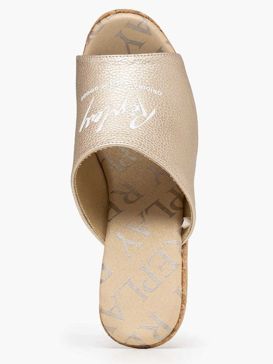 Sommer Damenplattformen im Stil Gold Pantoffeln