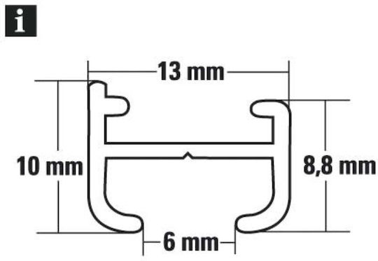 Aluminum Channel 1 Track 150cm White