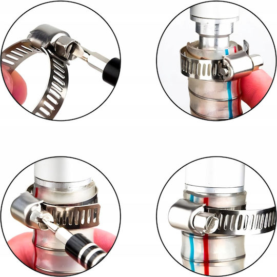 Set 34 Cleme Metalice Pentru Furtunuri Zola 6 Mărimi 16-32 Mm Cutie De Depozitare Argintii