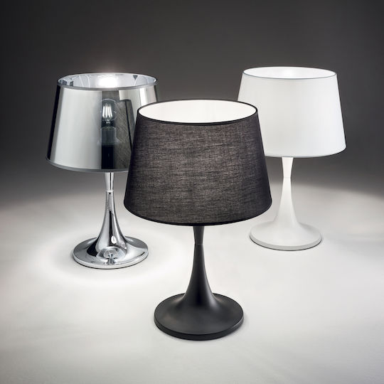 Ideal Lux Metal Table Lamp for Socket E27 with Silver Shade and Base
