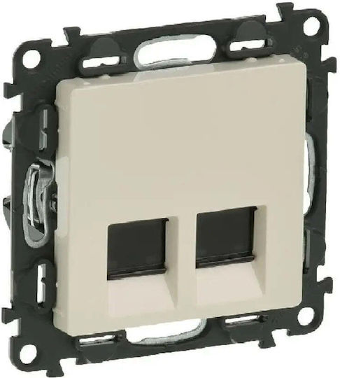 Legrand Valena Life Διπλός Μηχανισμός Πρίζας Δικτύου RJ45 Τύπου Cat6 σε Μπεζ Χρώμα