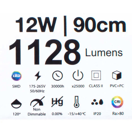 Vito Φωτιστικό Πάγκου Κουζίνας LED 12W Kühles Weiß mit Schalter M90xB3.5xH2.2cm.