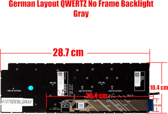 Немска Клавиатура За Лаптоп Dell Inspiron 7640 P132f 7645 P133f 5440 5441 P190g 5445 P185g 7440 7441 7445 P187g P186g Latitude 7455 2023-2025 Година De Без Рамка Сива Код 41275deblgray