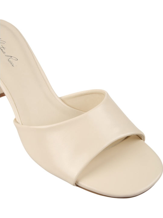 Mules With Chunky Heel In Beige Colour