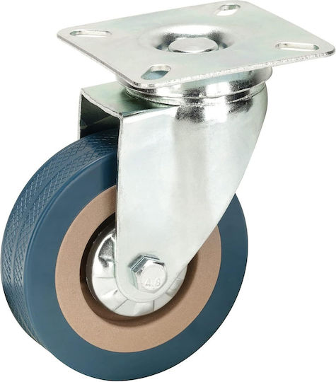 Set 4 Roți Rotative Placă Zola 75 X 20 Mm Cărucioare Mobilier 360° Rotire Silentioase Cauciuc Tehnic Oțel Galvanizat Verde