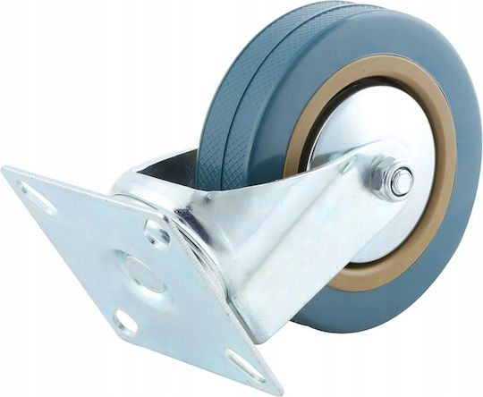 Set 4 Roți Rotative Placă Zola 100 X 25 Mm Cărucioare Mobilier 360° Rotire Silentioase Cauciuc Tehnic Oțel Galvanizat Albastru
