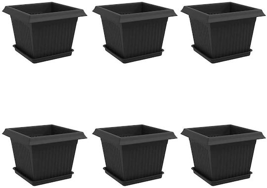 vidaXL Set 6 Kunststoff Pflanzgefäße Schwarz