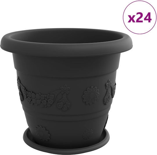 vidaXL Set 24 Kunststoff Pflanzgefäße Schwarz 39x32cm