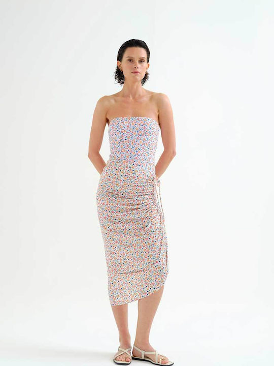 Φούστα Παρεό Πολύχρωμο Floral Print Compania Fantastica Ecru