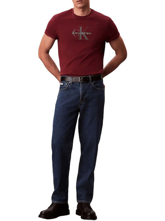 Men's Jeans Pants Regular Tapered Fit Dark Aged Denim