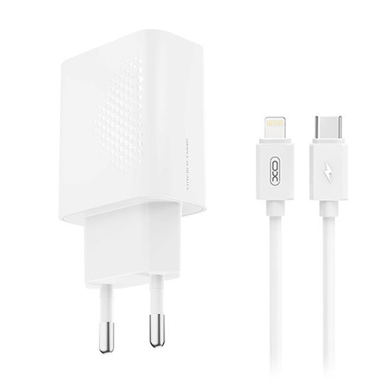XO Charger with USB-C Port and Cable Lightning 20W Power Delivery Whites (L160)