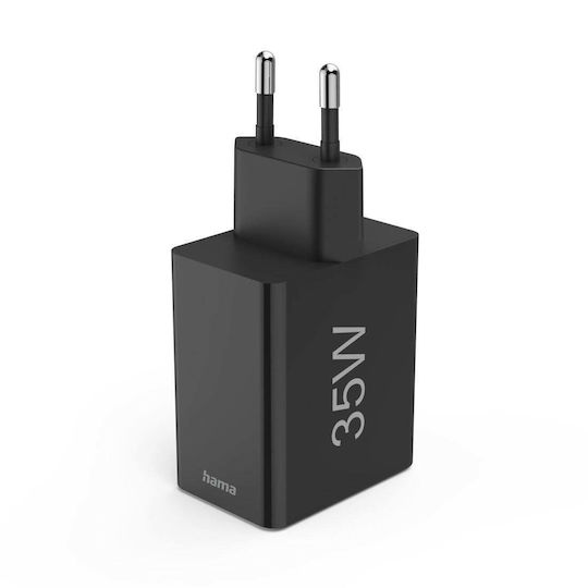 HAMA Charger Without Cable with 3 USB-A Ports and USB-C Port 35W Power Delivery / Quick Charge 3.0 Blacks (00201990)