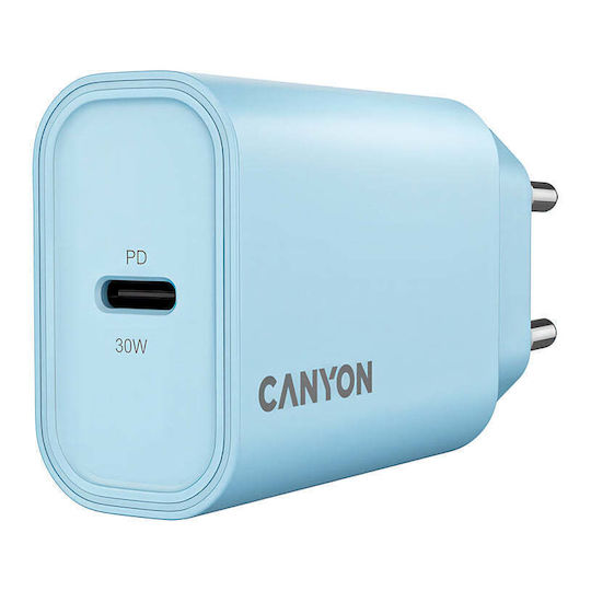 Canyon Φορτιστής Χωρίς Καλώδιο με Θύρα USB-C 30W Power Delivery Μπλε (OnCharge)